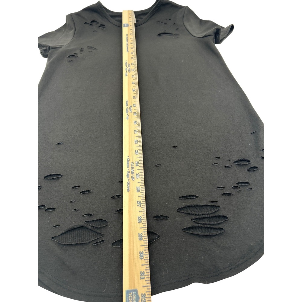 Windsor‎ Womens Black Distressed Ripped T-Shirt Dress Short Sleeve Crew Neck Med - Picture 3 of 9